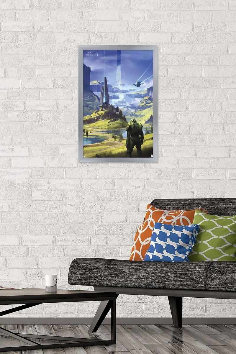 Halo Infinite - Master Chief Valley Wall Poster, 14.725" x 22.375" Framed