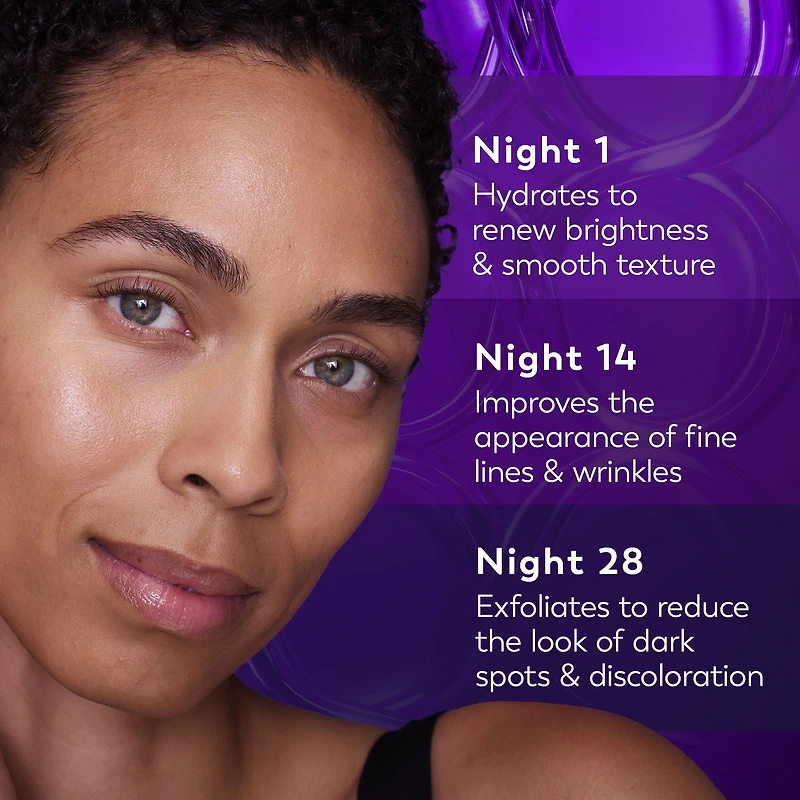 Soin exfoliant de nuit Olay Regenerist avec acide glycolique, soin ravivant et exfoliant, AHA, restructurant, texture lisse, illumine le teint, sérum de nuit léger pour un teint radieux