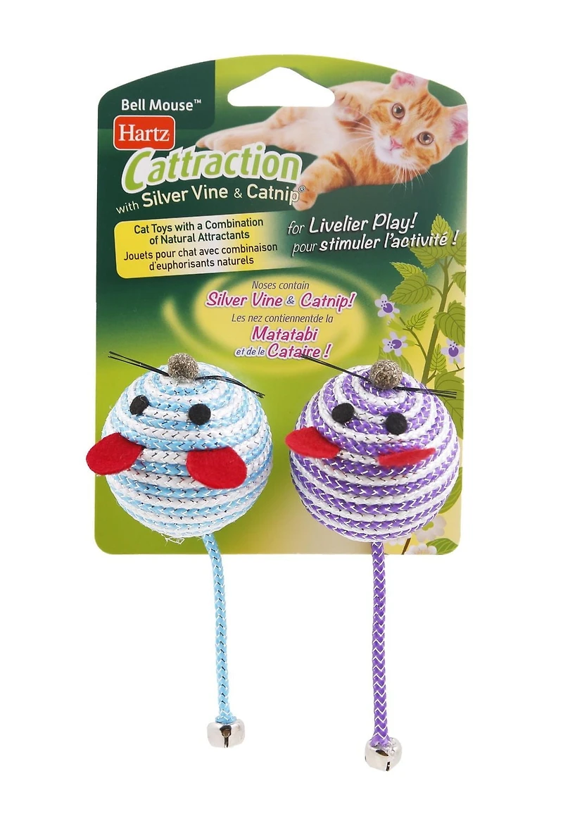 Hartz Cattraction Bell Mouse Cat Toy, Silvervine & Cat Nip Cat Toy