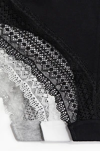 Lot de 3 culottes en coton et dentelle