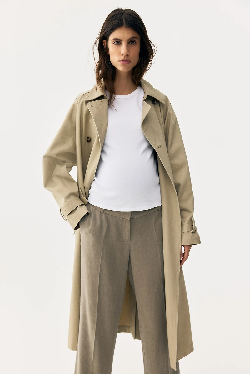 MAMA Linen-Blend Dress Pants