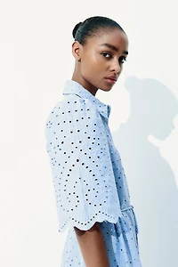 Eyelet Embroidered Shirt Dress