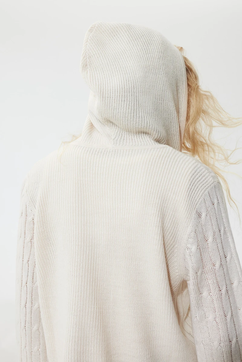 Hooded Cardigan with Zipper