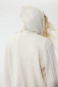 Hooded Cardigan with Zipper