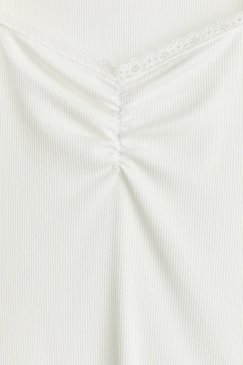 Lace-Trimmed Ribbed Top