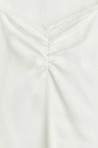 Lace-Trimmed Ribbed Top