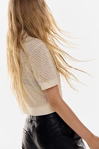 Open-Knit Polo Shirt