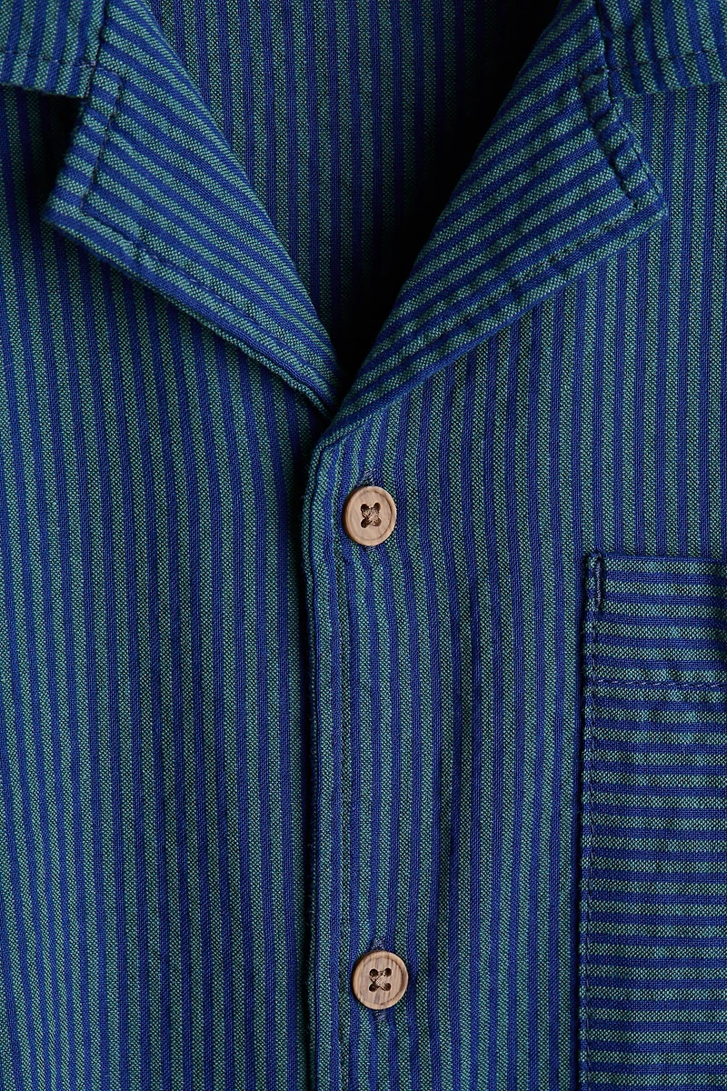 Chemise en crépon de coton à col cubain