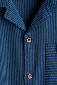 Chemise en crépon de coton à col cubain