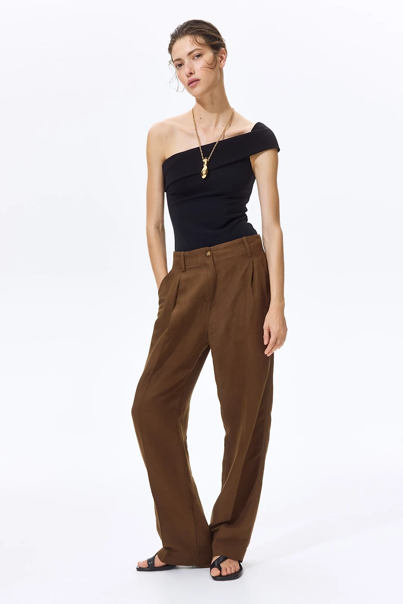 Tapered Linen-Blend Pants