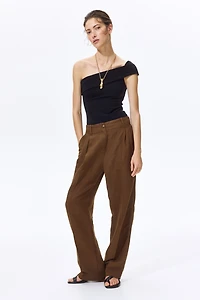 Tapered Linen-Blend Pants