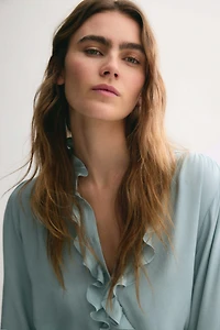 Ruffle-Collar Viscose Blouse