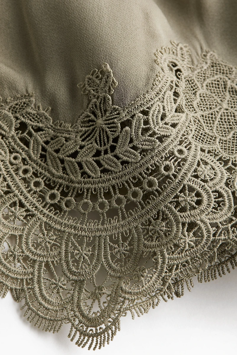 Lace-Trimmed Viscose Top