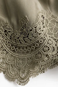 Lace-Trimmed Viscose Top