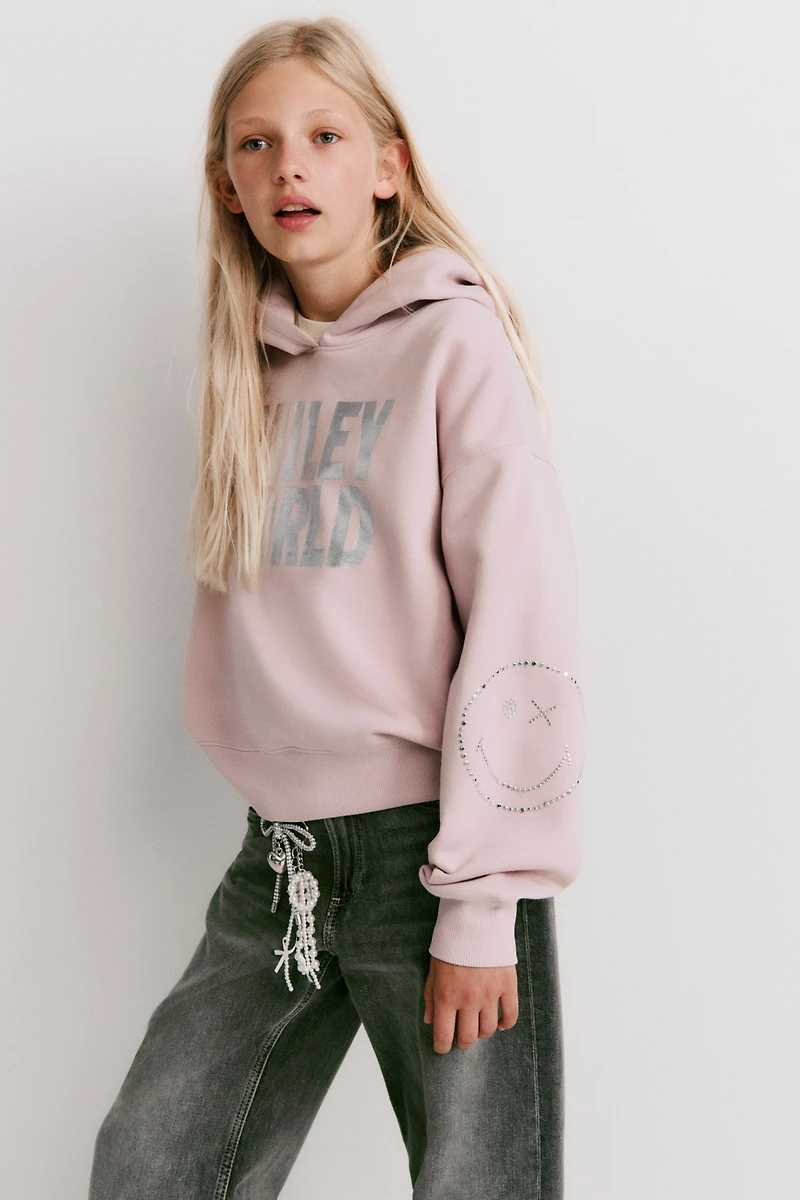 Print-Motif Brushed-Inside Hoodie