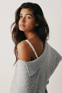 Cable-Knit Polo Sweater