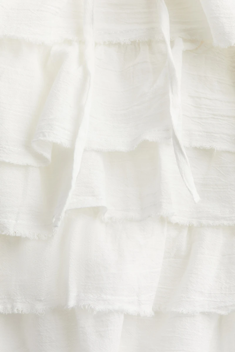 Raw-edge Dress with Tiered Skirt