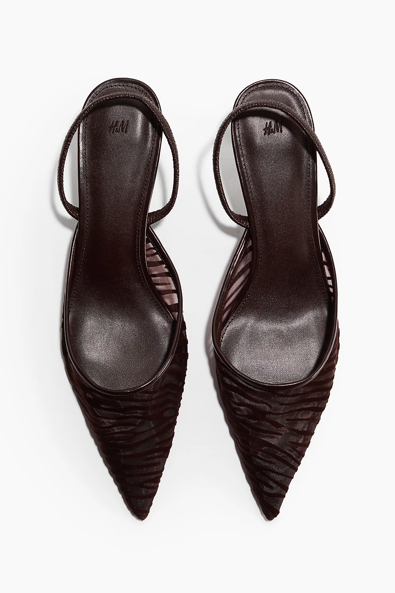 Escarpins en filet avec talon bobine