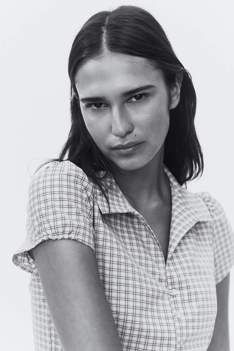 Button-Front Top with Collar