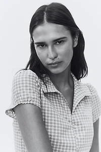 Button-Front Top with Collar