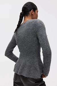 Bead-Embellished Peplum Top