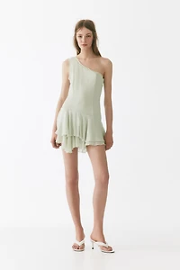 Flounced One-Shoulder Dress