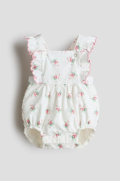 Ruffle-Trimmed Cotton Romper Suit