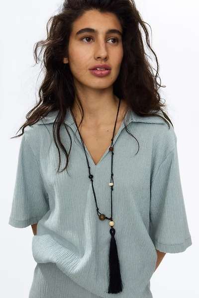 Crinkled Polo Shirt