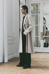 Manteau croisé coupe décontractée en sergé