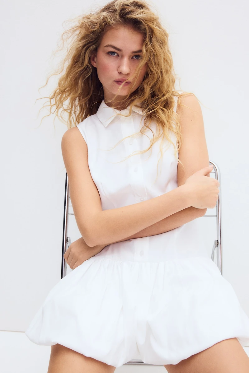 Bubble-Hem Shirt Dress
