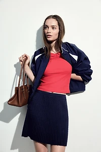 Ribbed Boat-Neck Top