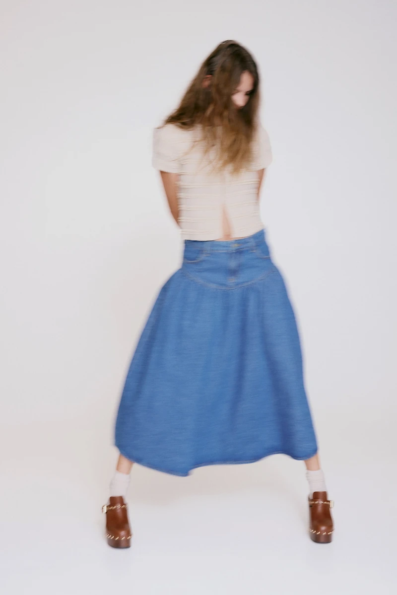 Gathered Denim Skirt