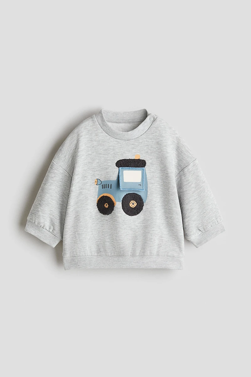 Motif-Detail Brushed-Inside Sweatshirt