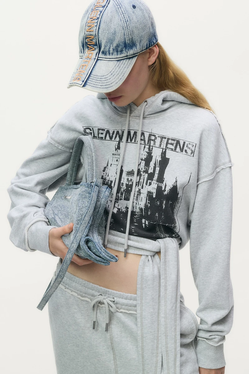 Tie-Detail Printed Hoodie