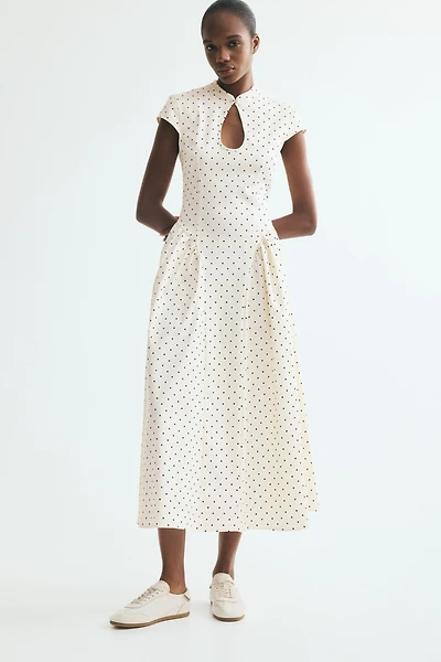Cotton Dress with Flared Skirt