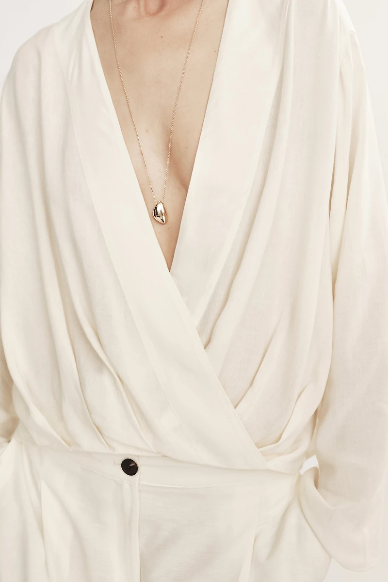 Blouse croisée en lin mélangé