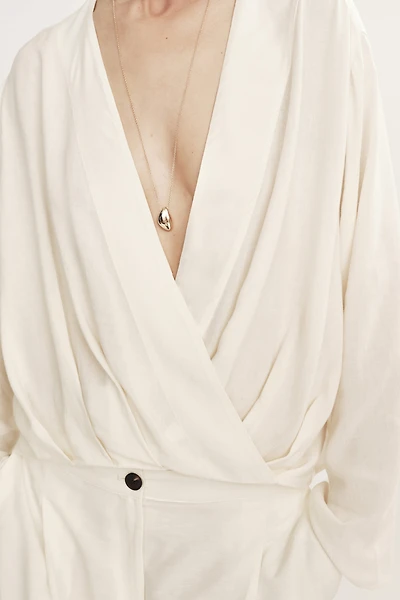 Blouse croisée en lin mélangé