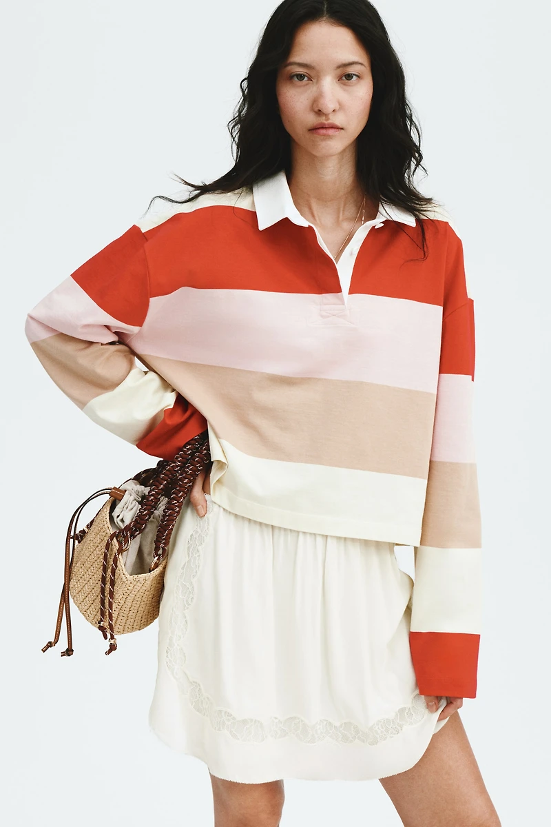 Viscose Mini Skirt with Lace Insets