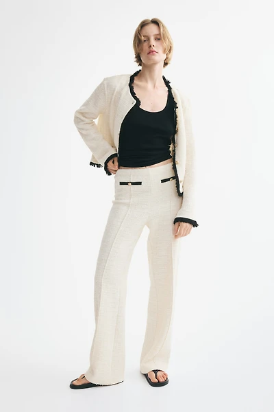 Pull-On Bouclé-Knit Pants