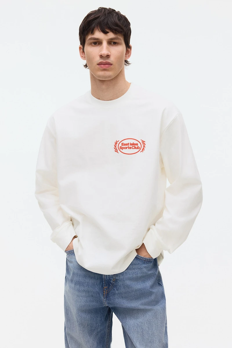 T-shirt imprimé ample avec manches longues