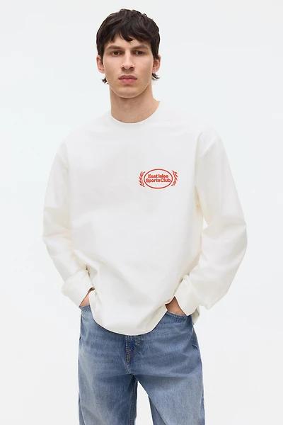 T-shirt imprimé ample avec manches longues