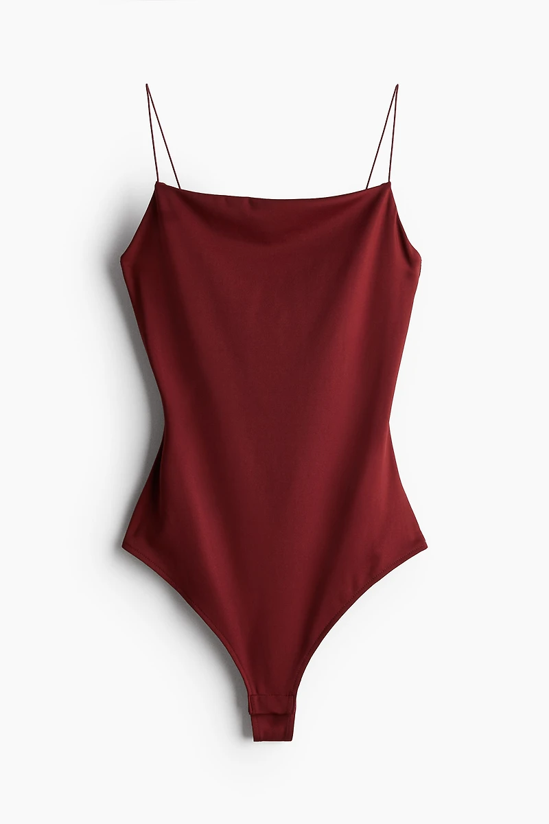 Thong Bodysuit with Narrow Shoulder Straps