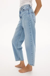 High-Waist Barrel-Leg Ankle Jeans