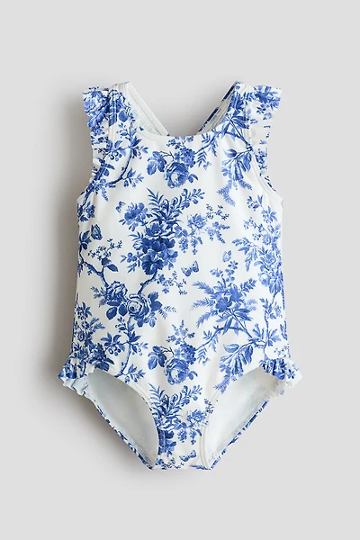 Ruffle-Trimmed Patterned Swimsuit