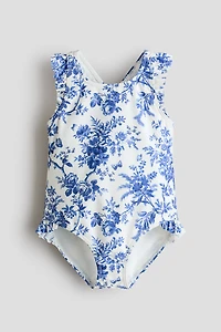 Ruffle-Trimmed Patterned Swimsuit