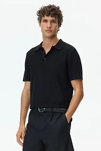 Polo près du corps en tricot texturé