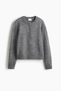 Sweater with Short Button Placket