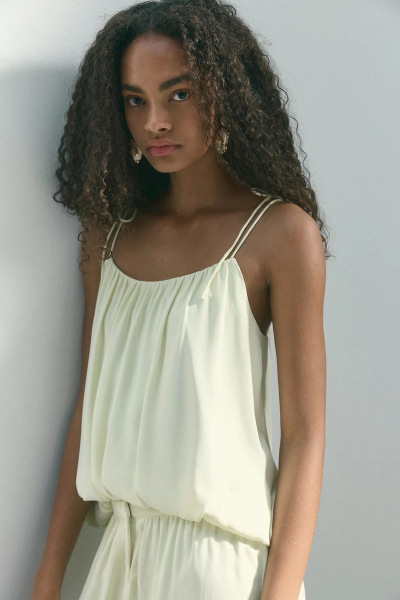 Bubble-Hem Tie-Strap Top
