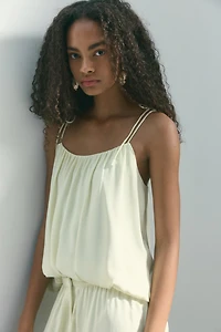 Bubble-Hem Tie-Strap Top