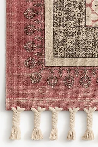 Tapis de couloir frangé en coton